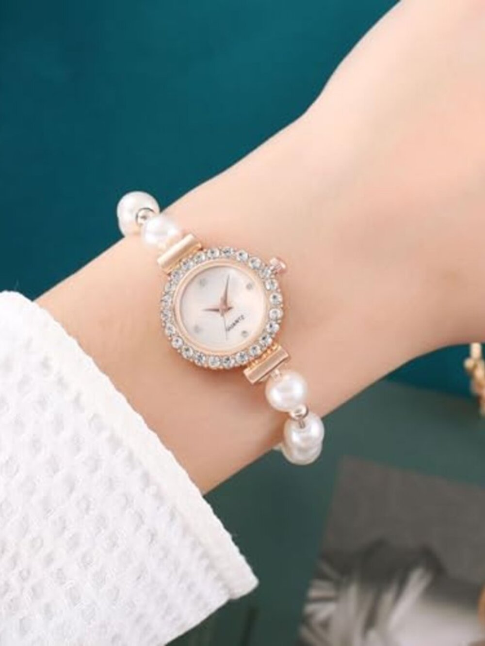 Women's Floral Bracelet Watch Diamond Quartz Stainless Steel Analog Gift